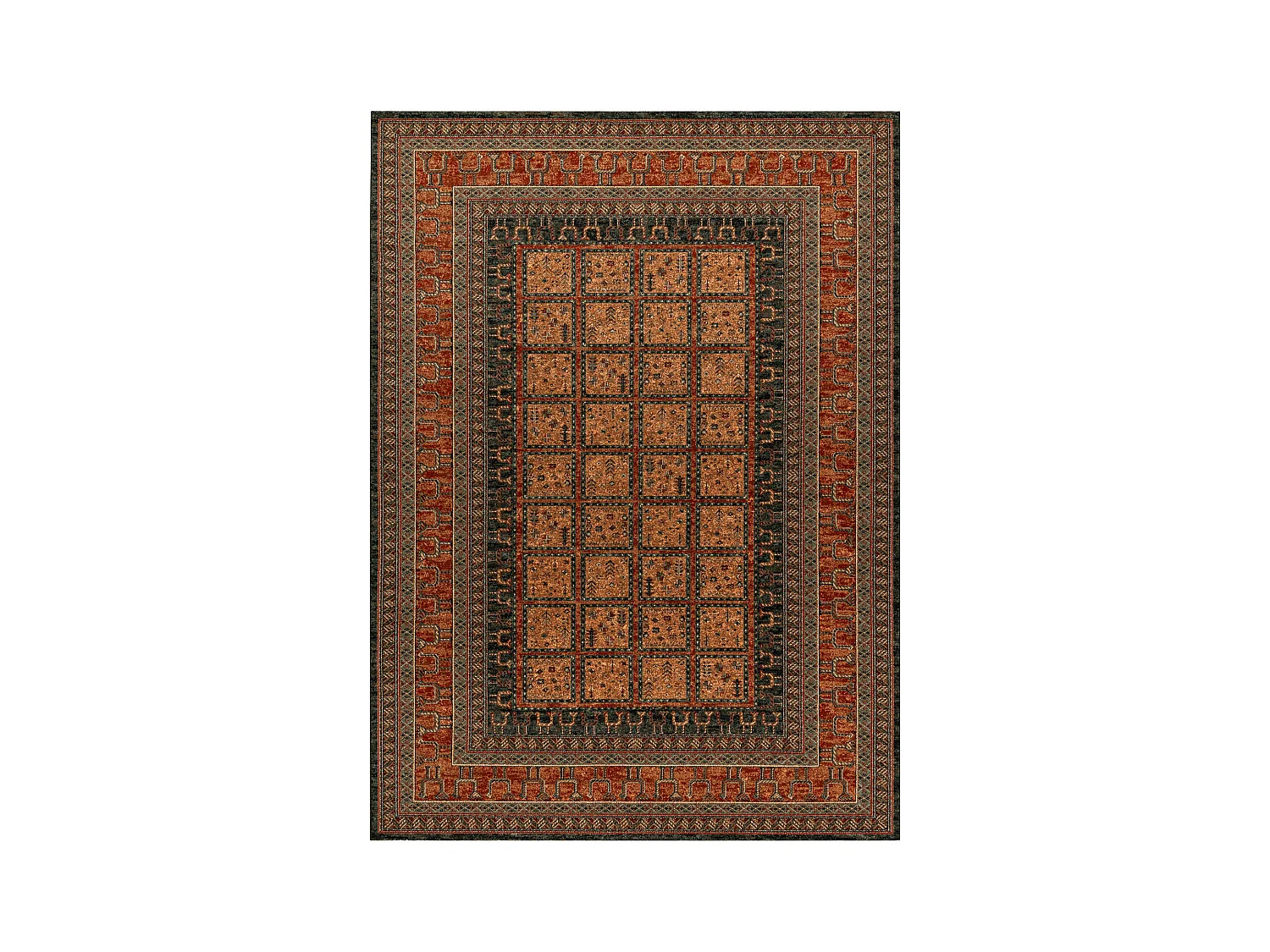 Wollteppich KASHQAI 4349 500 orientalisch, Rahmen rotwein  160x240 cm