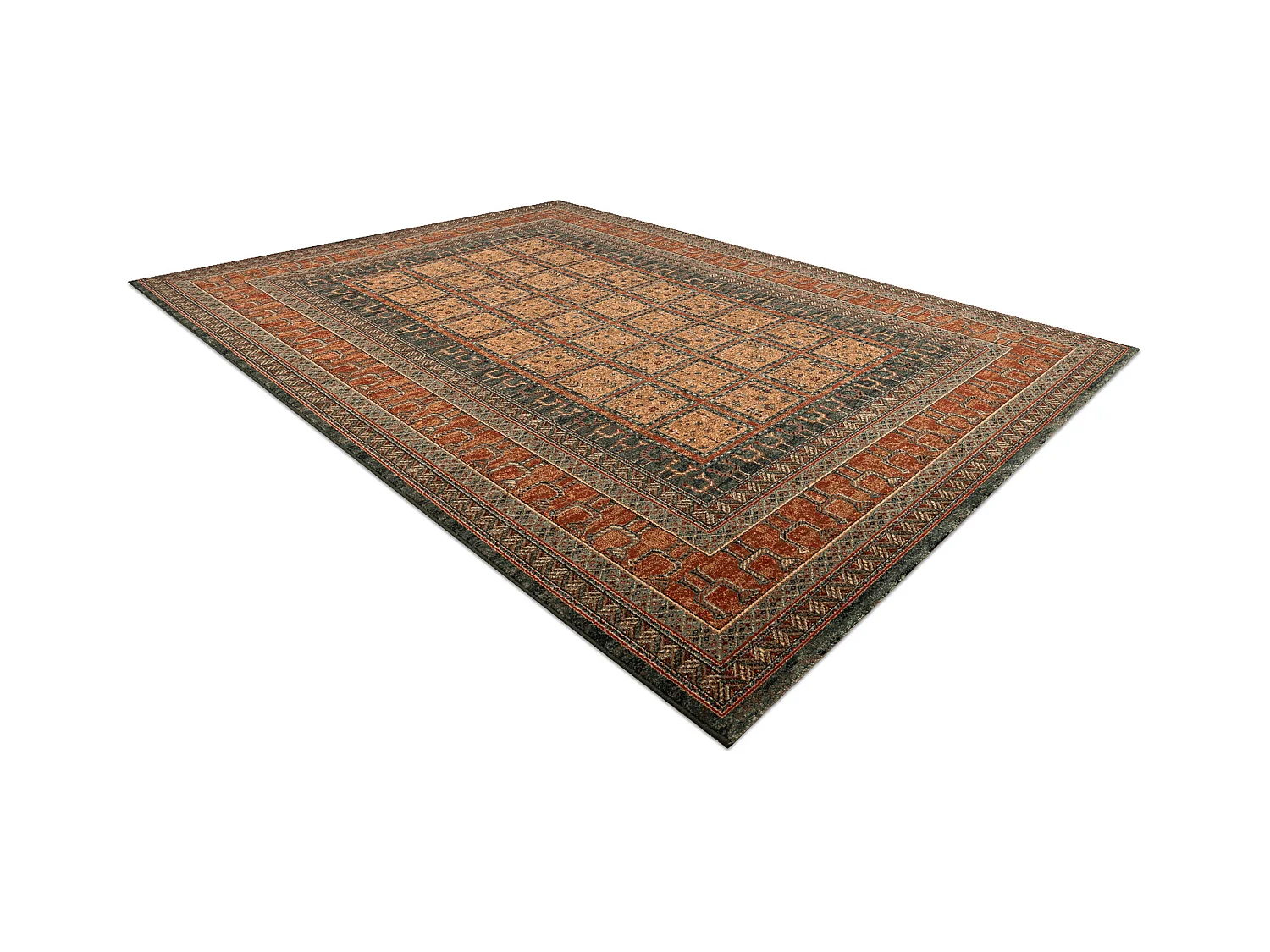 Wollteppich KASHQAI 4349 500 orientalisch, Rahmen rotwein  160x240 cm