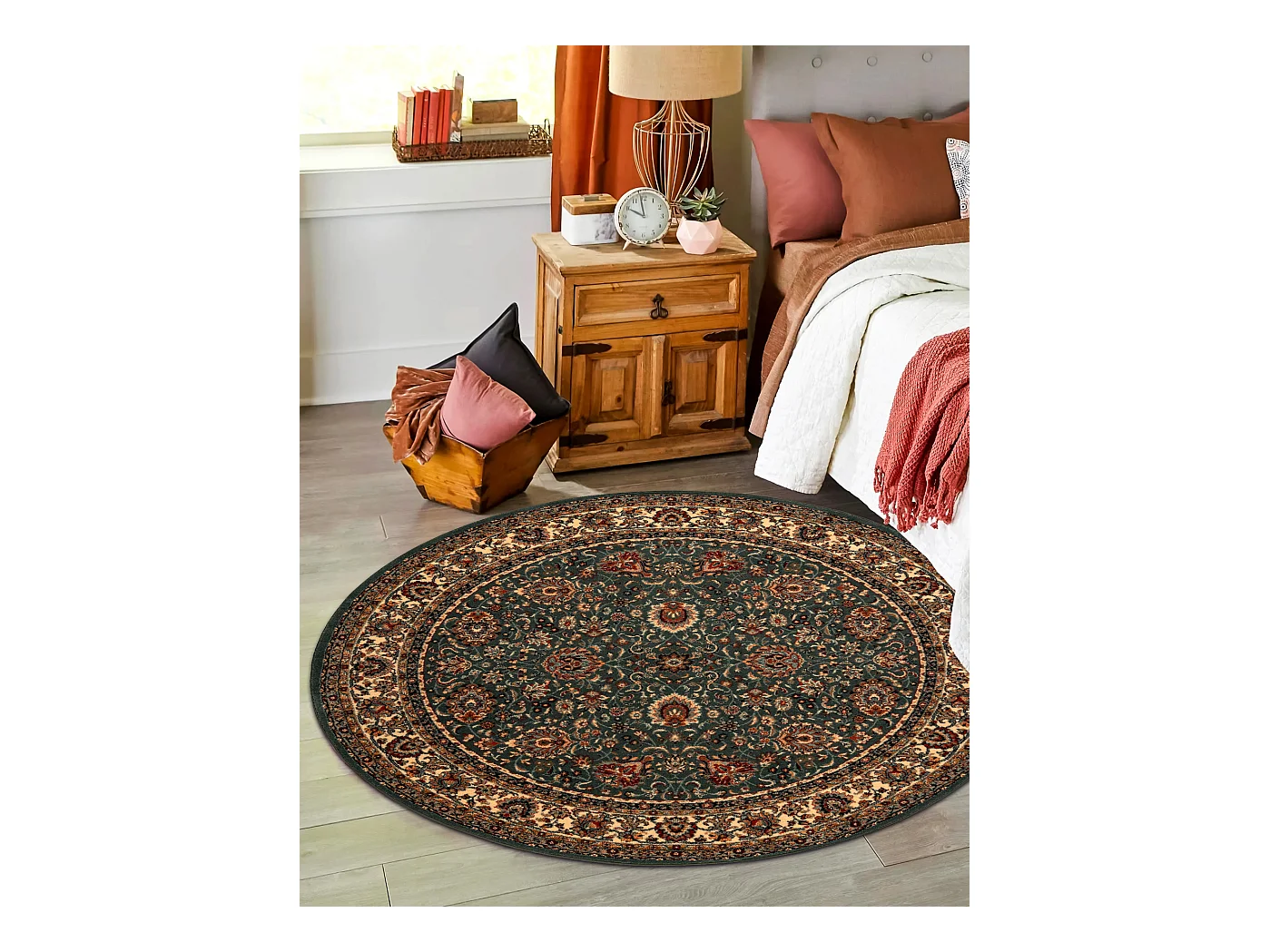 Wollteppich KASHQAI 4362 410 Kreis Ornament grün / beige cercle 200 cm