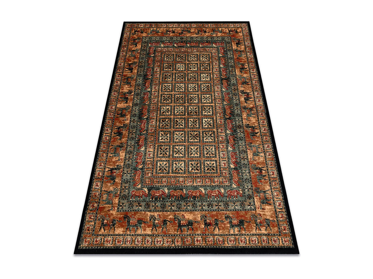 Tapis en laine KASHQAI 4301 500 oriental, cadre beige / vert 67x275 cm