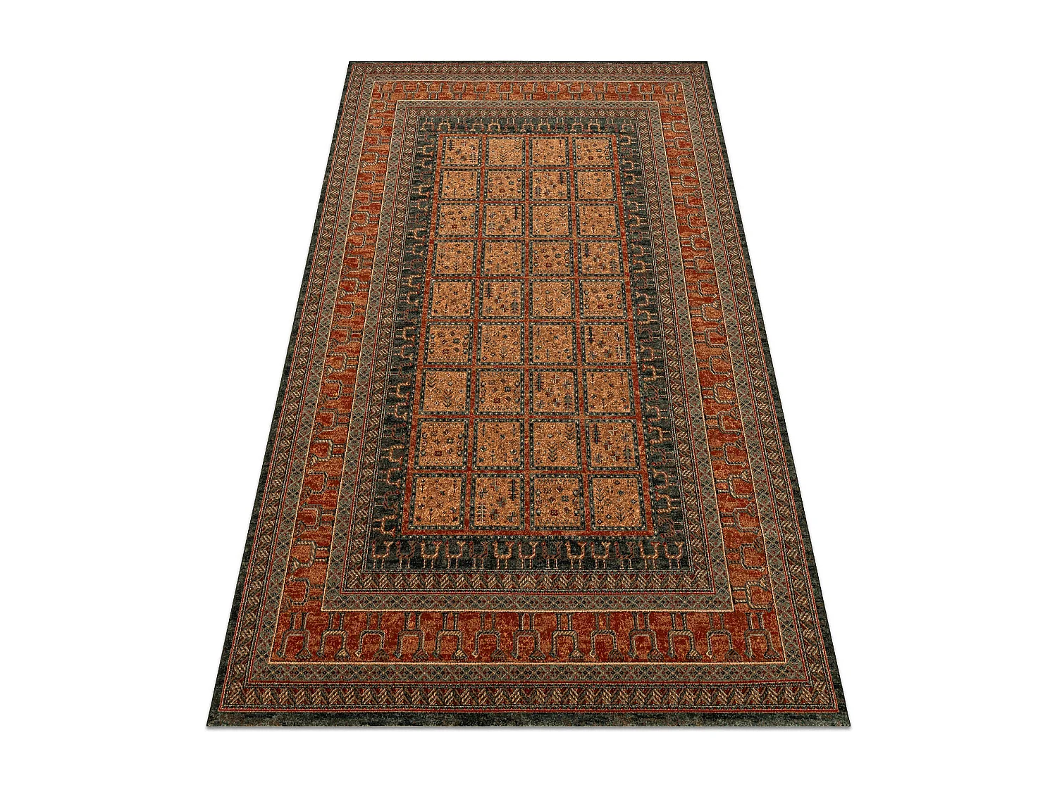Tapis en laine KASHQAI 4349 500 oriental, cadre bordeaux 120x170 cm