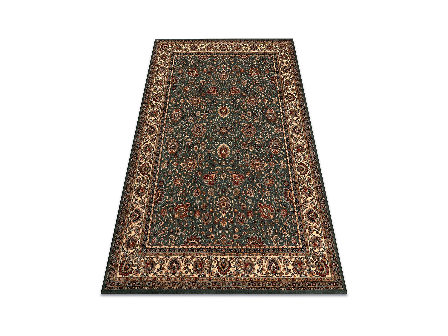 Wollteppich KASHQAI 4362 410 Ornament grün / beige 80x300 cm