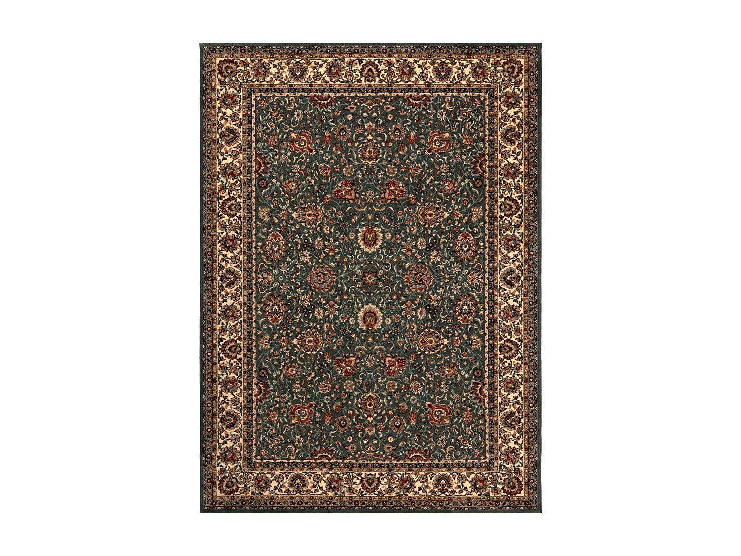 Tapis en laine KASHQAI 4362 410 ornement vert / beige 80x300 cm