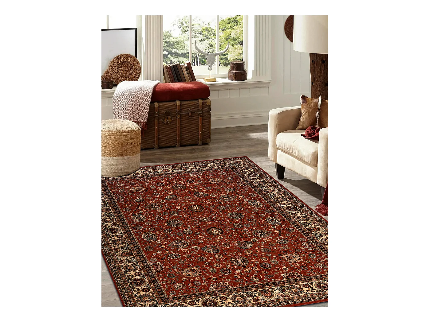 Tapis en laine KASHQAI 4362 200 ornement bordeaux / beige 120x170 cm