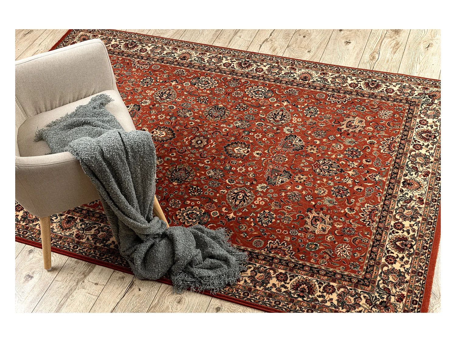 Tapis en laine KASHQAI 4362 200 ornement bordeaux / beige 67x275 cm