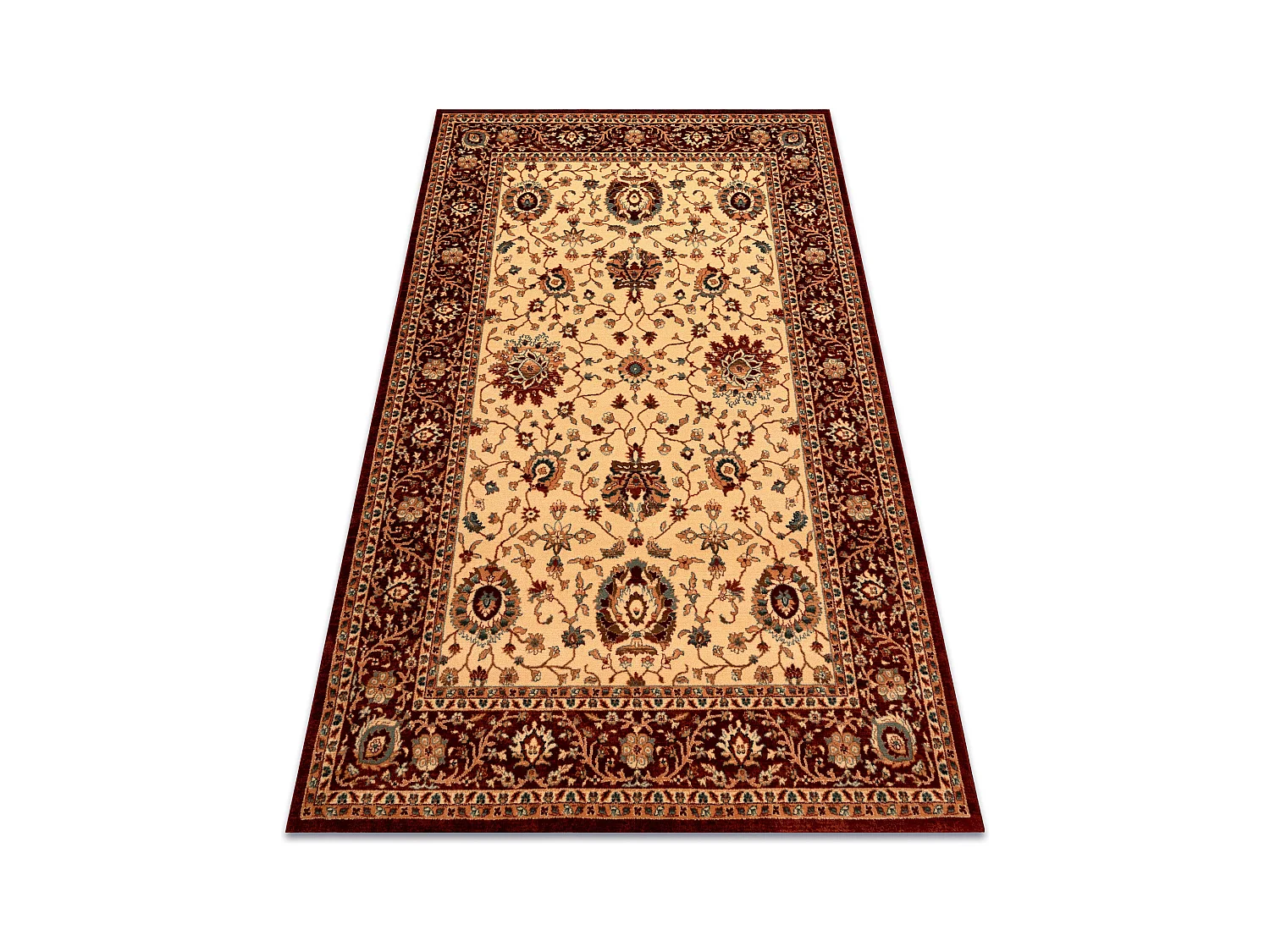 Tappeto di lana KASHQAI 4303 106 Fiori, cornice beige / chiaretto 160x240 cm