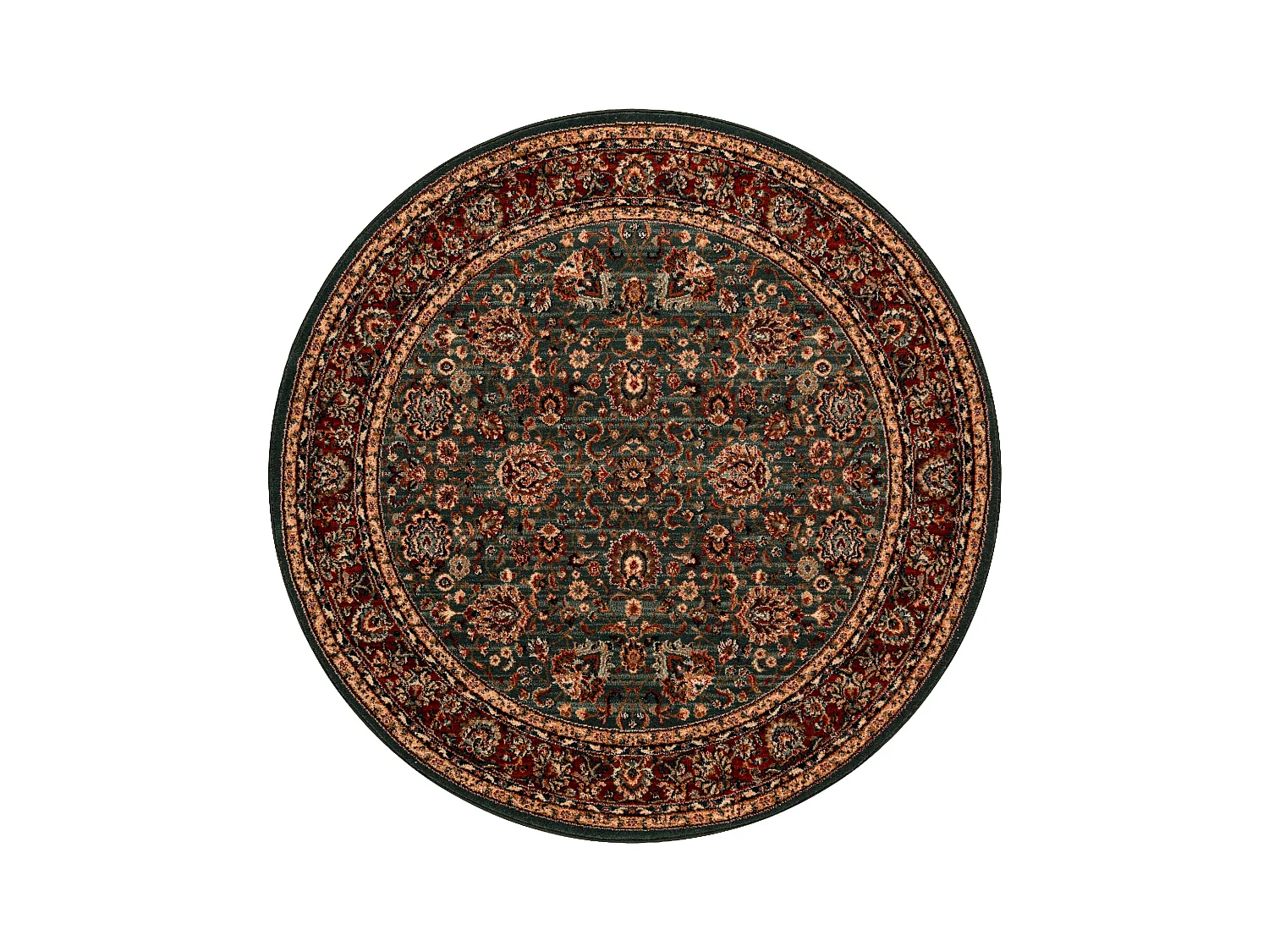 Wollteppich KASHQAI 4362 400 Kreis Ornament grün / rotwein cercle 200 cm