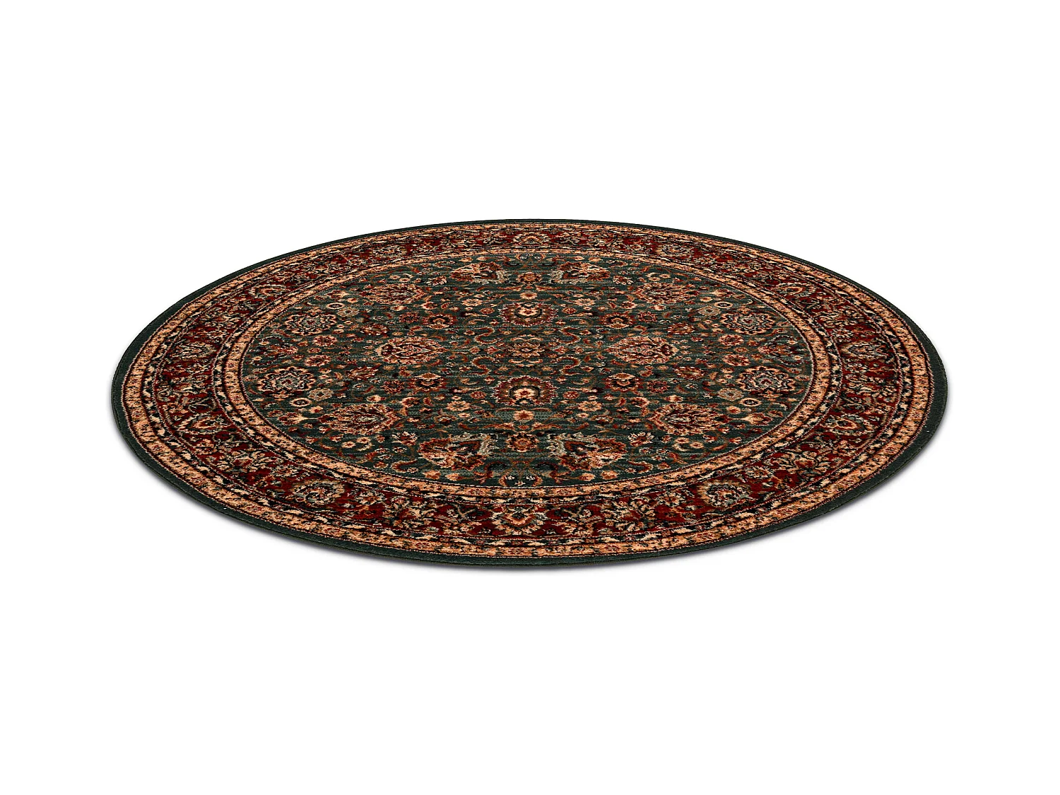Tapis en laine KASHQAI 4362 400 cercle ornement vert / bordeaux cercle 200 cm