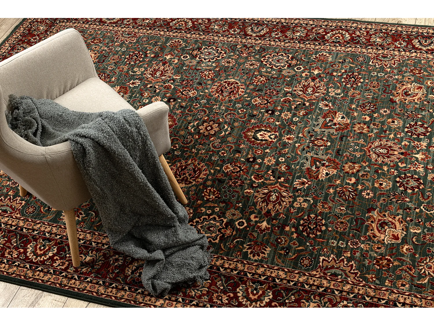 Tapis en laine KASHQAI 4362 400 ornement vert / bordeaux 200x300 cm