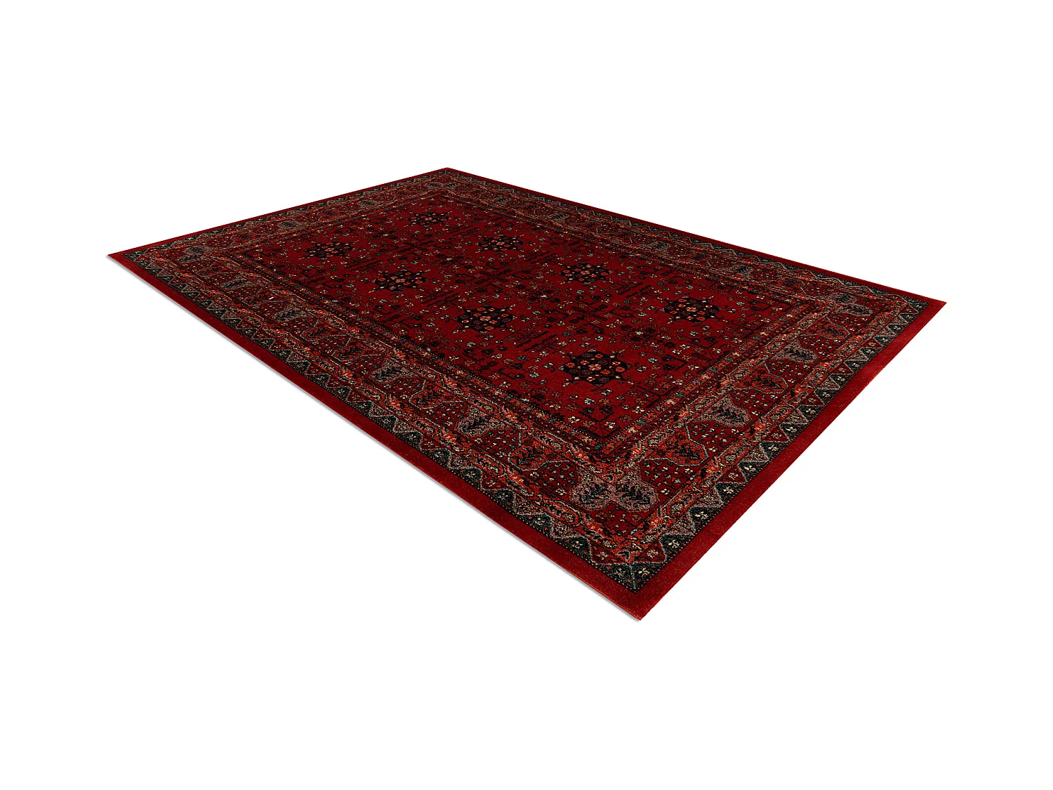 Wollen tapijt KASHQAI 4302 300 Bloemen, kader rode kleur 120x170 cm