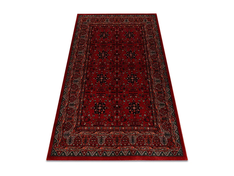 Wollteppich KASHQAI 4302 300 Blumen, Rahmen rotwein  120x170 cm