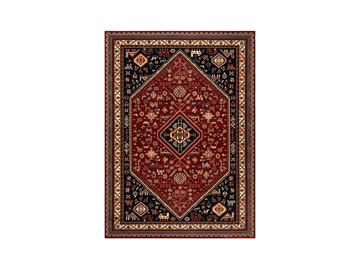 Wollen tapijt KASHQAI 4364 301 oosters, kader rode kleur / zwart 160x240 cm