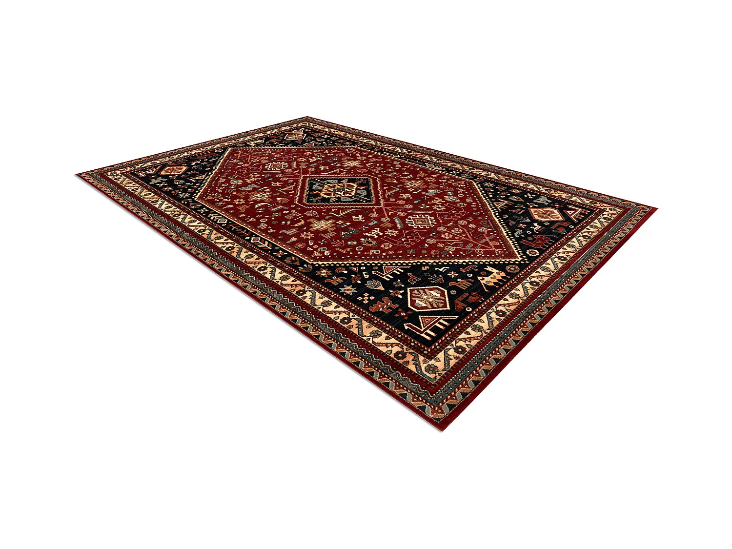 Wollen tapijt KASHQAI 4364 301 oosters, kader rode kleur / zwart 160x240 cm