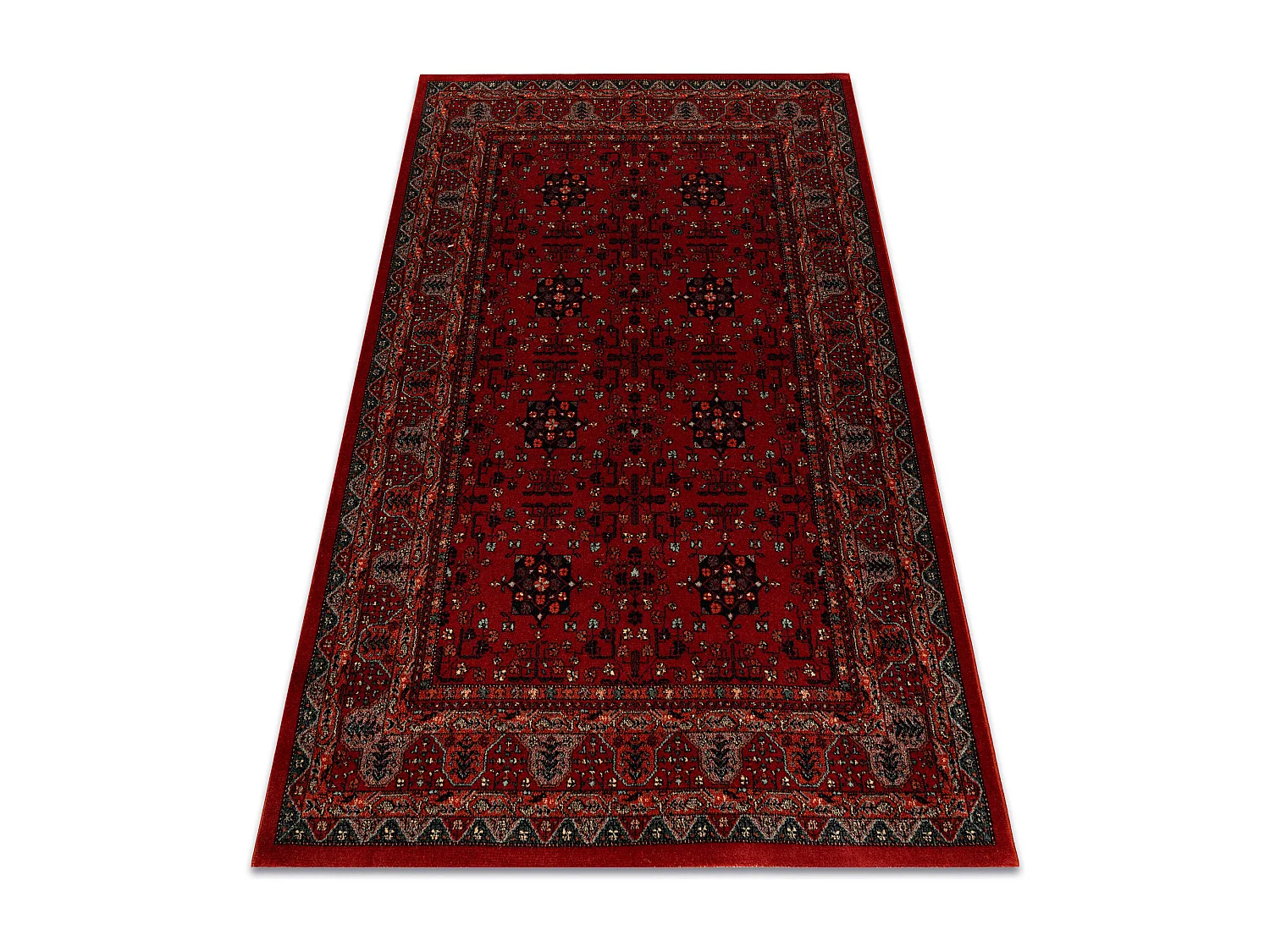 Tapis en laine KASHQAI 4302 300 Fleurs, cadre bordeaux 240x340 cm