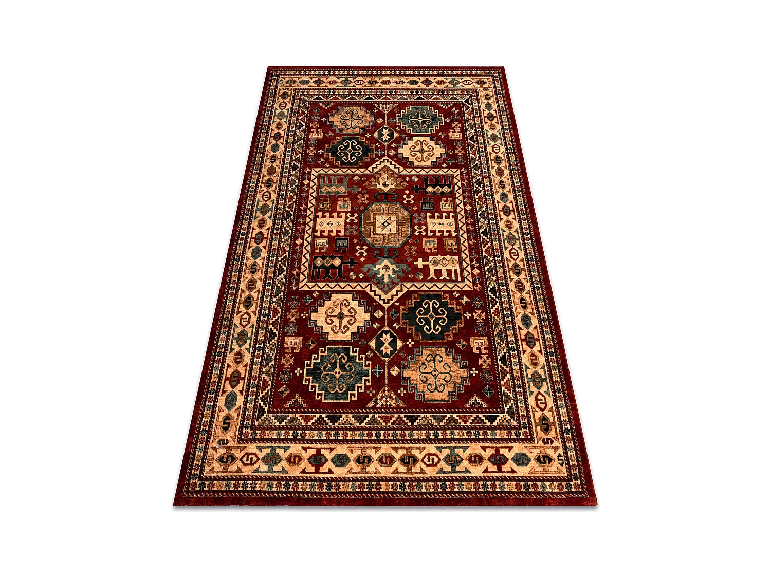 Tapis en laine KASHQAI 4306 300 oriental, cadre terre cuite / beige 135x200 cm