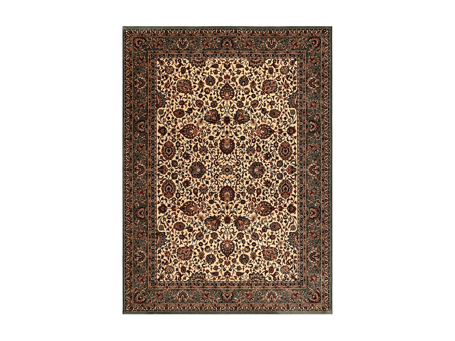 Tapis en laine KASHQAI 4362 101 ornement beige / vert 200x300 cm