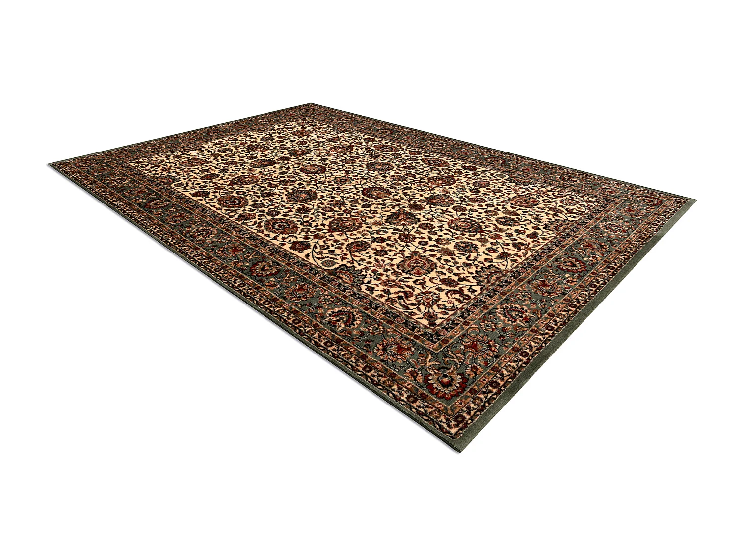 Tapis en laine KASHQAI 4362 101 ornement beige / vert 200x300 cm