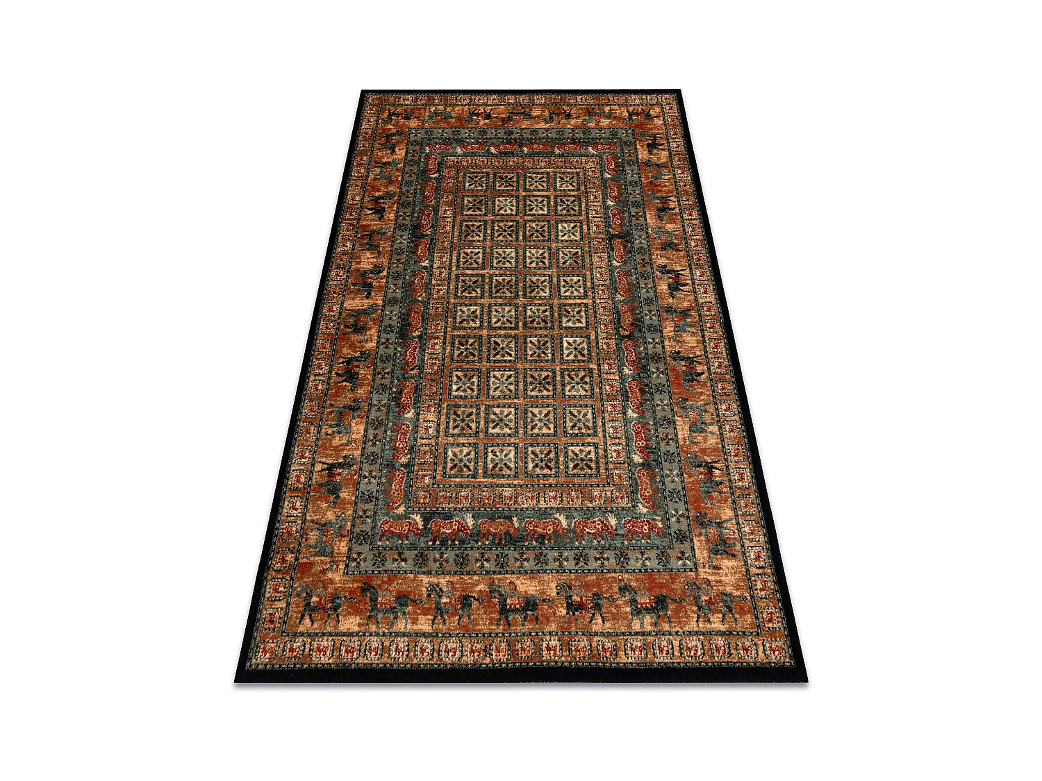 Tapis en laine KASHQAI 4301 500 oriental, cadre beige / vert 135x200 cm