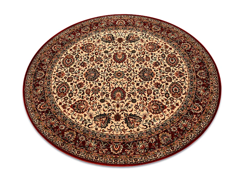 Wollen tapijt KASHQAI 4362 102 cirkel ornament beige / bordeaux rode k cercle 200 cm