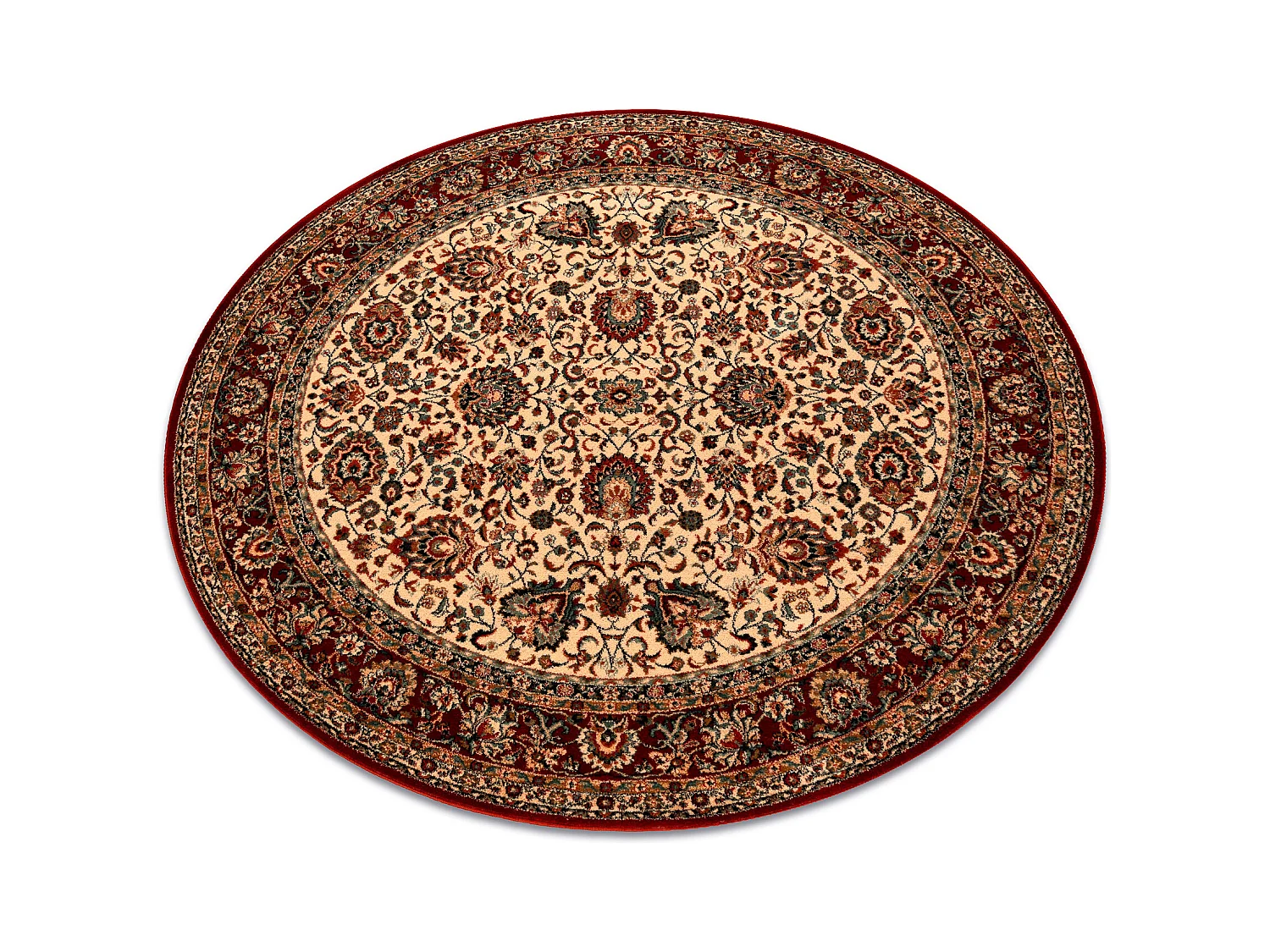 Tapis en laine KASHQAI 4362 102 cercle ornement beige / bordeaux cercle 200 cm
