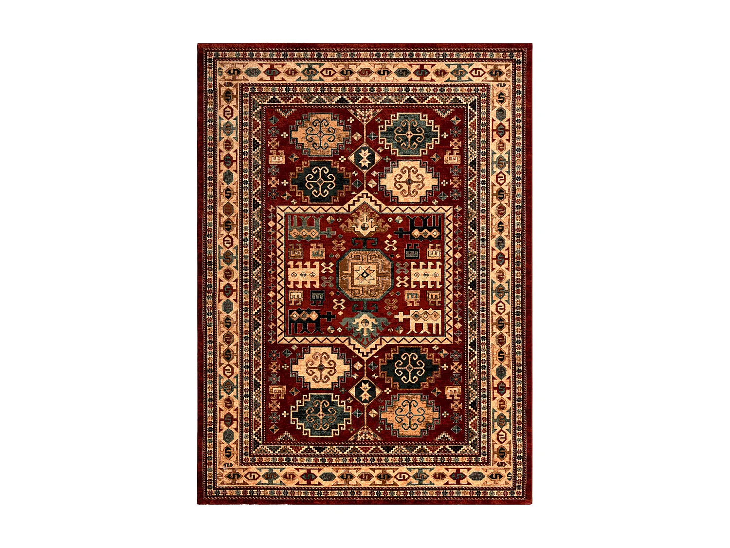 Alfombra de lana KASHQAI 4306 300 oriental, marco terracota / beige 120x170 cm