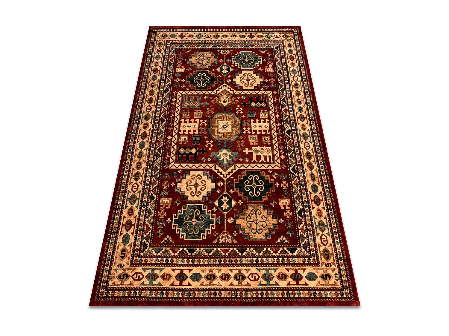Wollteppich KASHQAI 4306 300 orientalisch, Rahmen Terrakotta / beige 200x300 cm