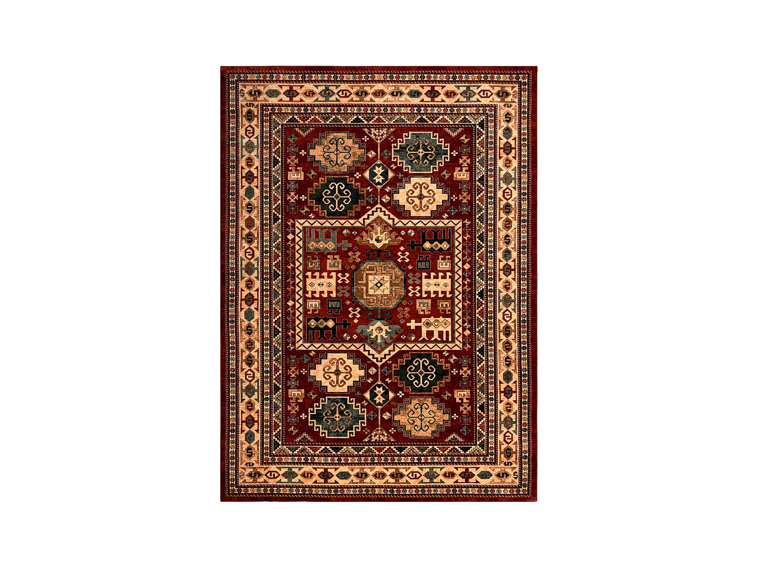 Tapis en laine KASHQAI 4306 300 oriental, cadre terre cuite / beige 200x300 cm