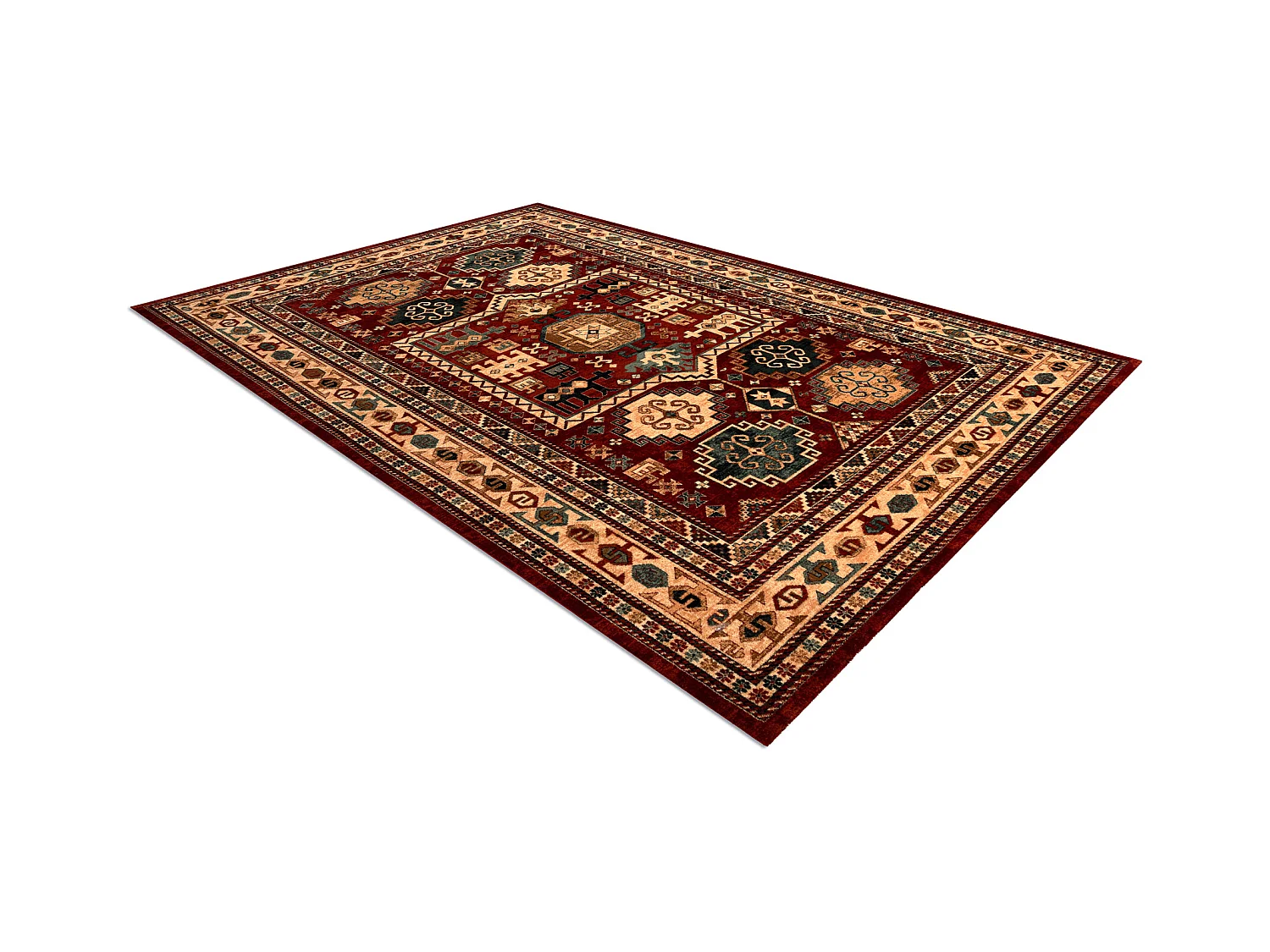 Tapis en laine KASHQAI 4306 300 oriental, cadre terre cuite / beige 200x300 cm
