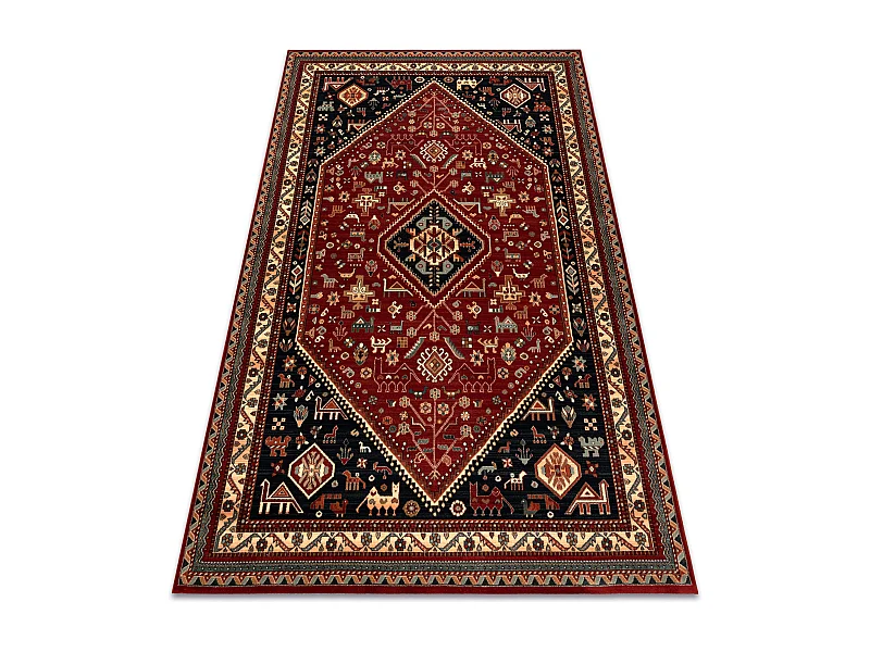 Tapis en laine KASHQAI 4364 301 oriental, cadre bordeaux / noir 200x300 cm