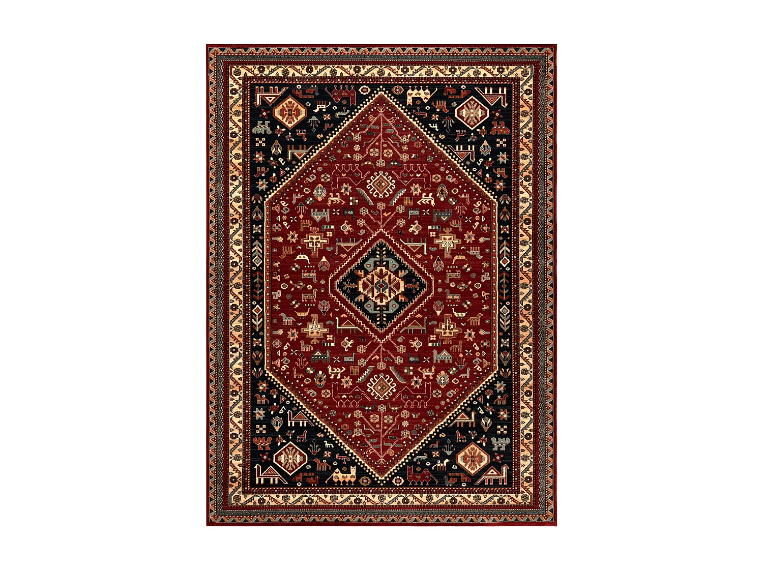 Tapis en laine KASHQAI 4364 301 oriental, cadre bordeaux / noir 200x300 cm