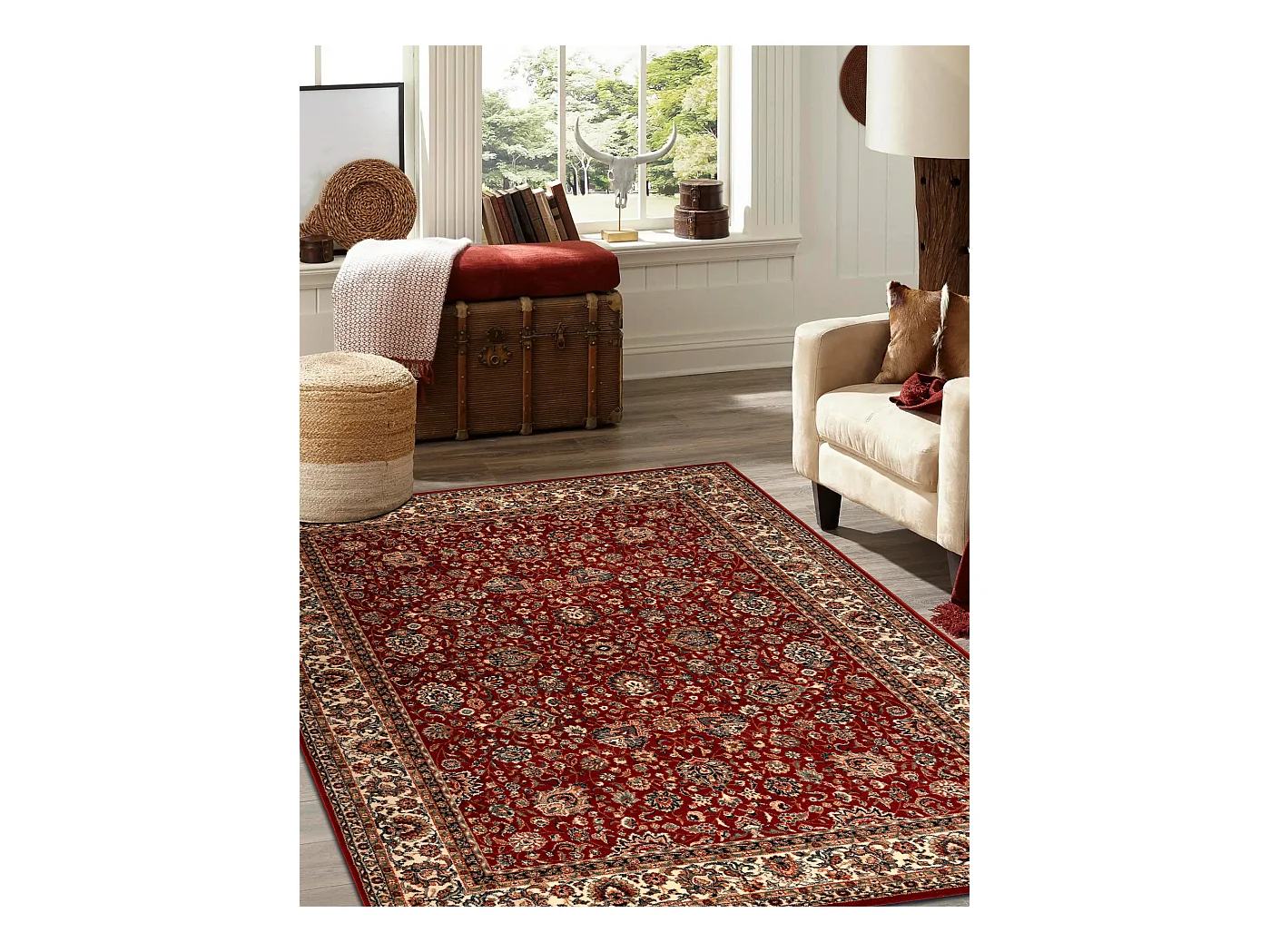 Tapis en laine KASHQAI 4362 302 ornement bordeaux / beige 160x240 cm