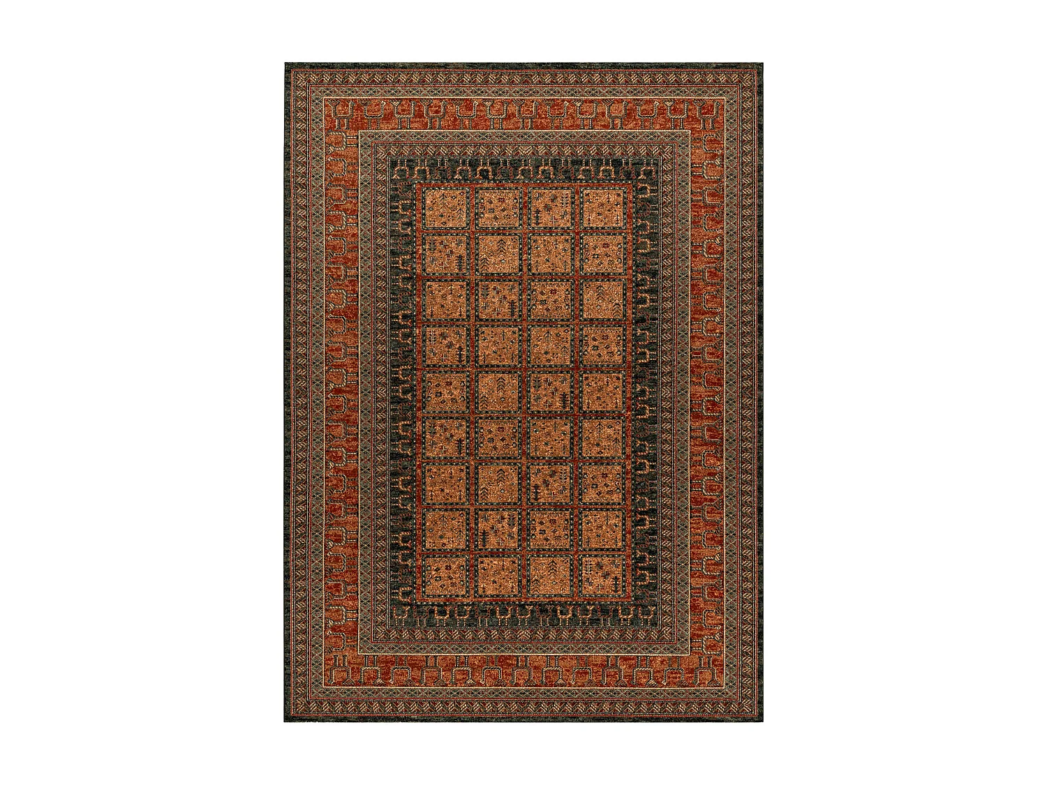 Tapis en laine KASHQAI 4349 500 oriental, cadre bordeaux 67x130 cm