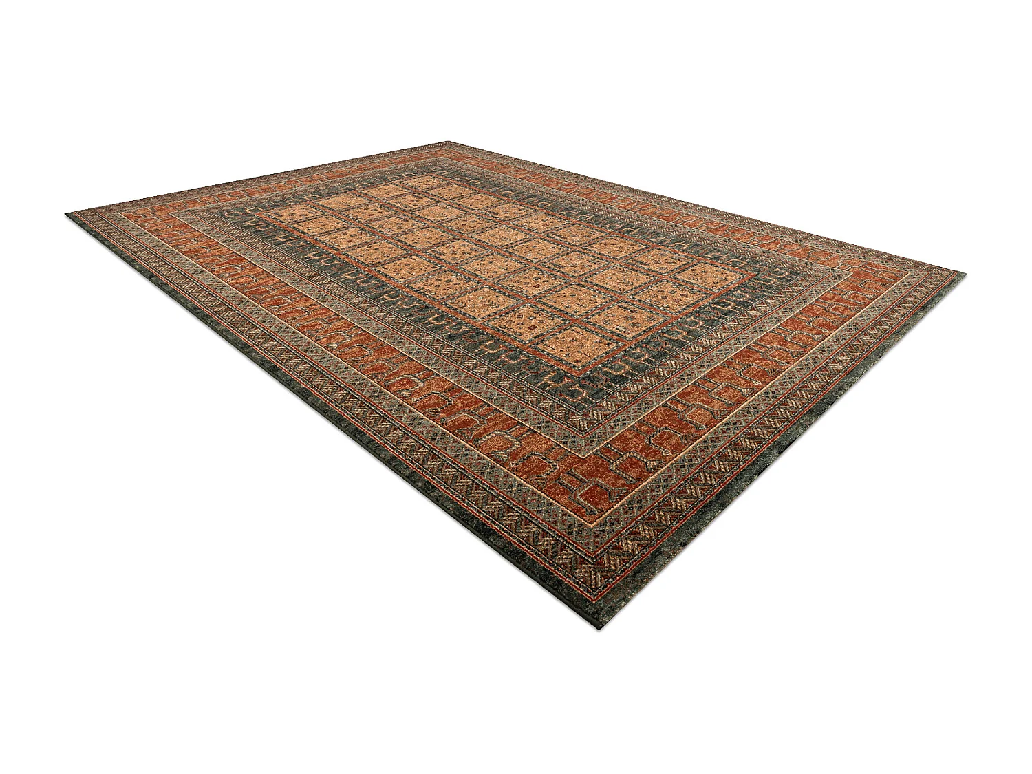 Tapis en laine KASHQAI 4349 500 oriental, cadre bordeaux 67x130 cm
