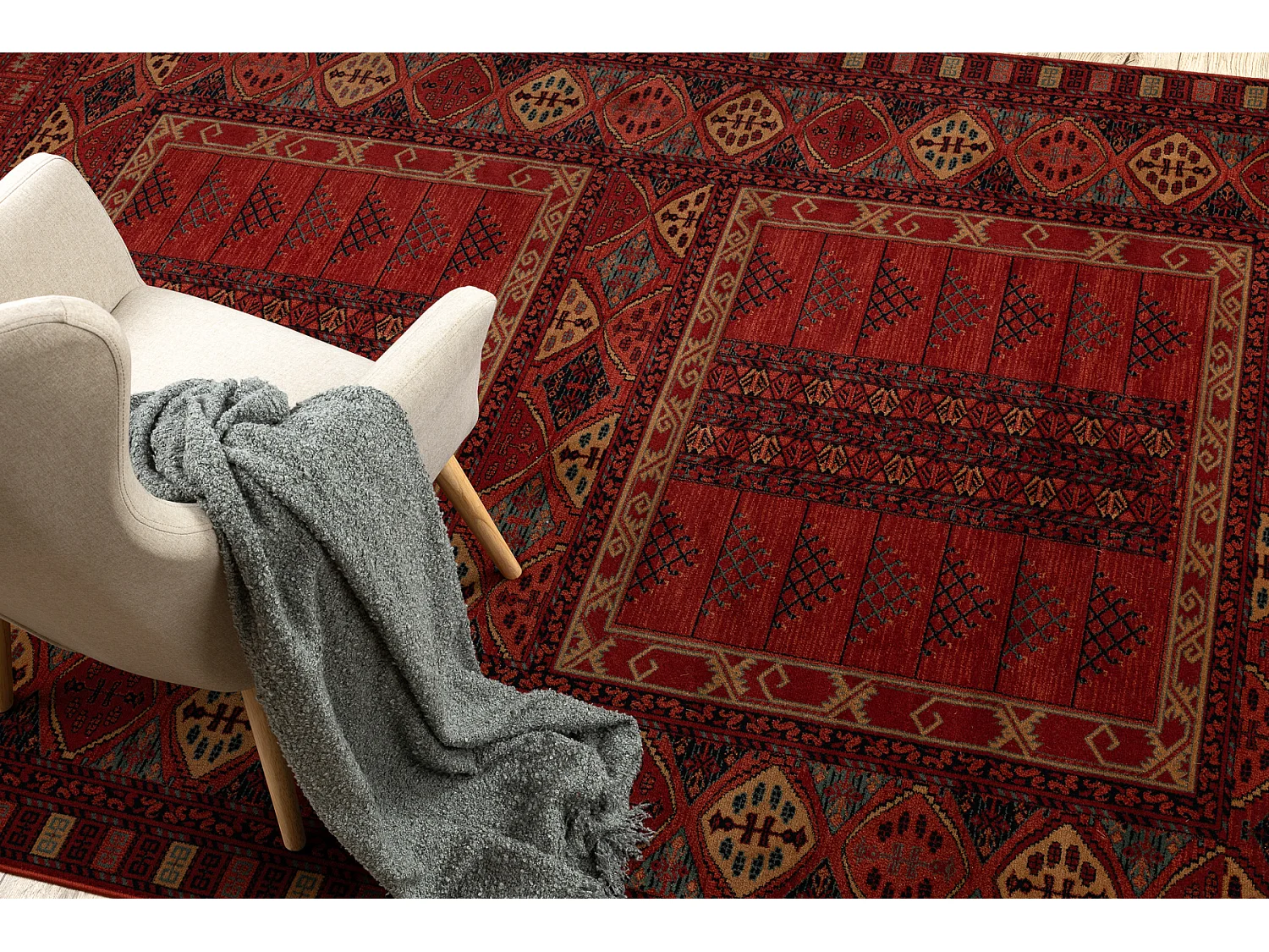 Wollteppich KASHQAI 4346 300 orientalisch, geometrisch rotwein  240x340 cm