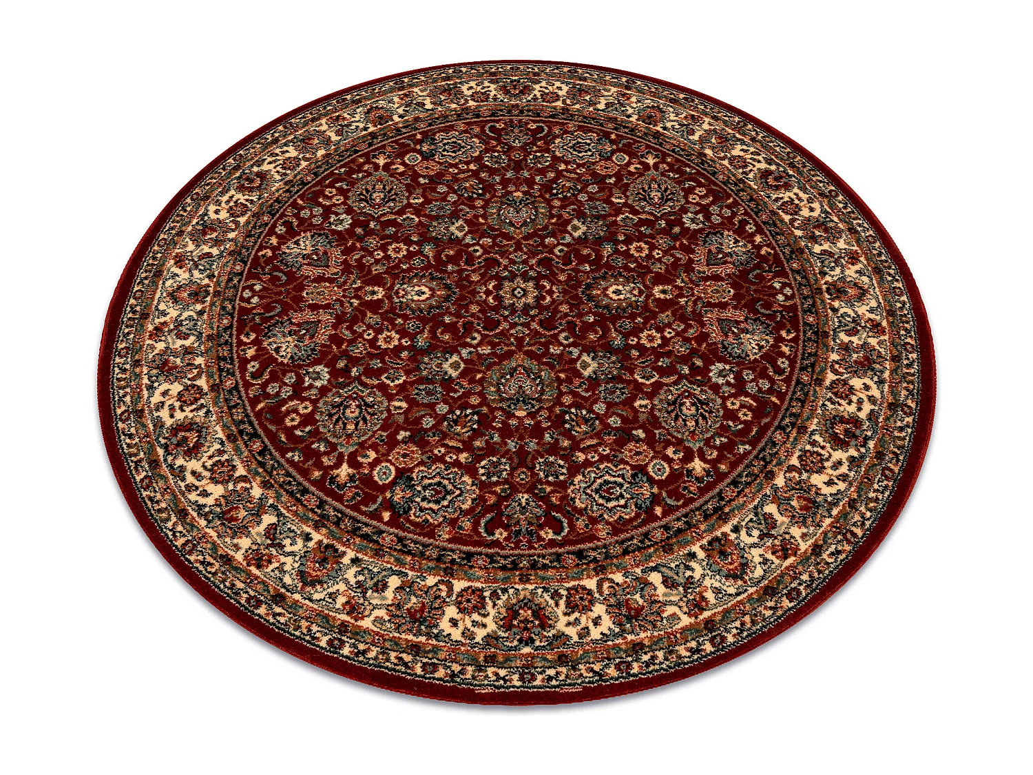 Tapis en laine KASHQAI 4362 302 cercle ornement bordeaux / beige cercle 200 cm