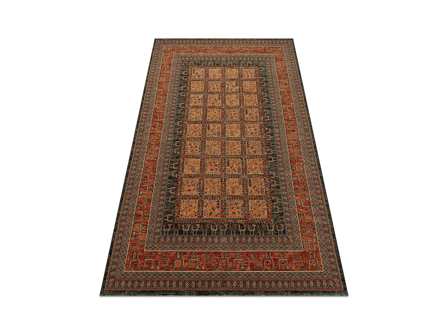 Tapis en laine KASHQAI 4349 500 oriental, cadre bordeaux 67x275 cm