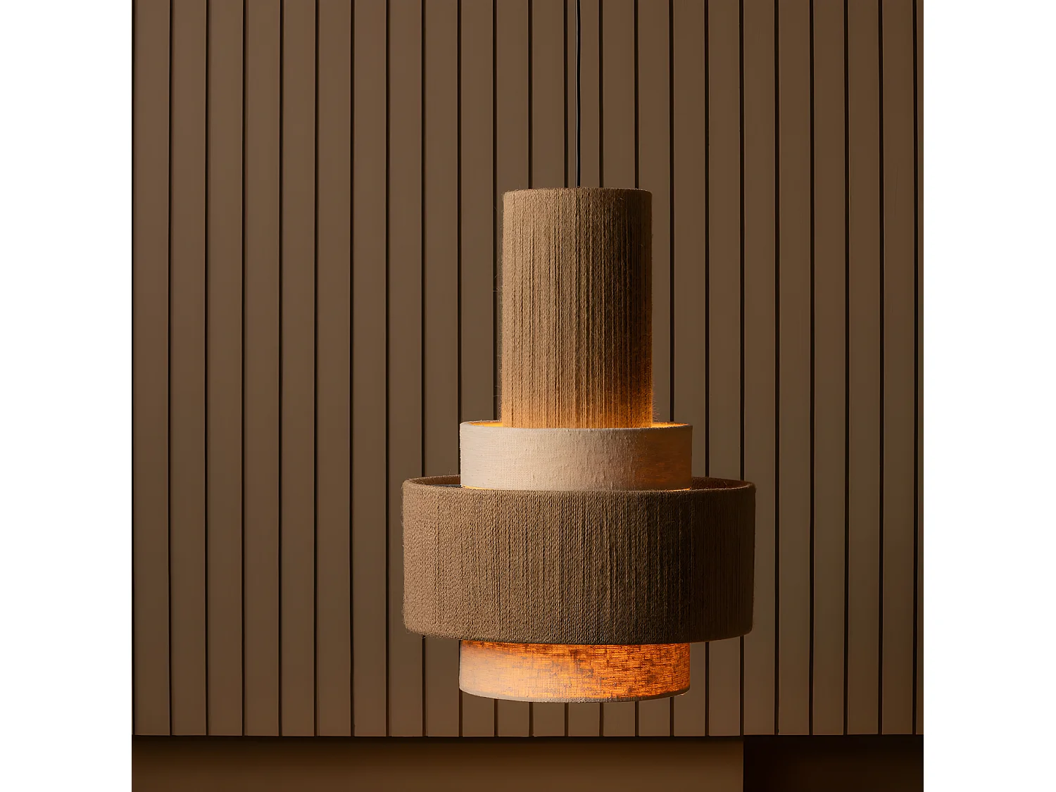 Pelle - Suspension ronde en fibres naturelles ø38cm - Naturel