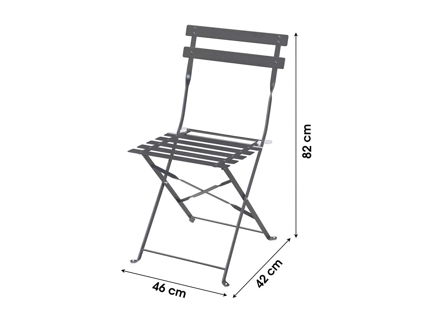 Silla de jardín plegable de metal gris antracita