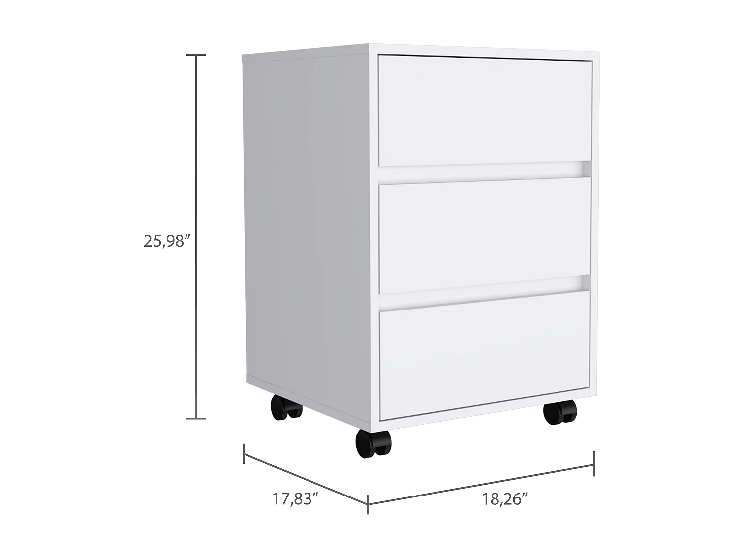 Artemide Armadio archivio in melamina, con cassetti a binario metallico, 65.98 cm X 46.38 cm X 45.28 cm, bianco