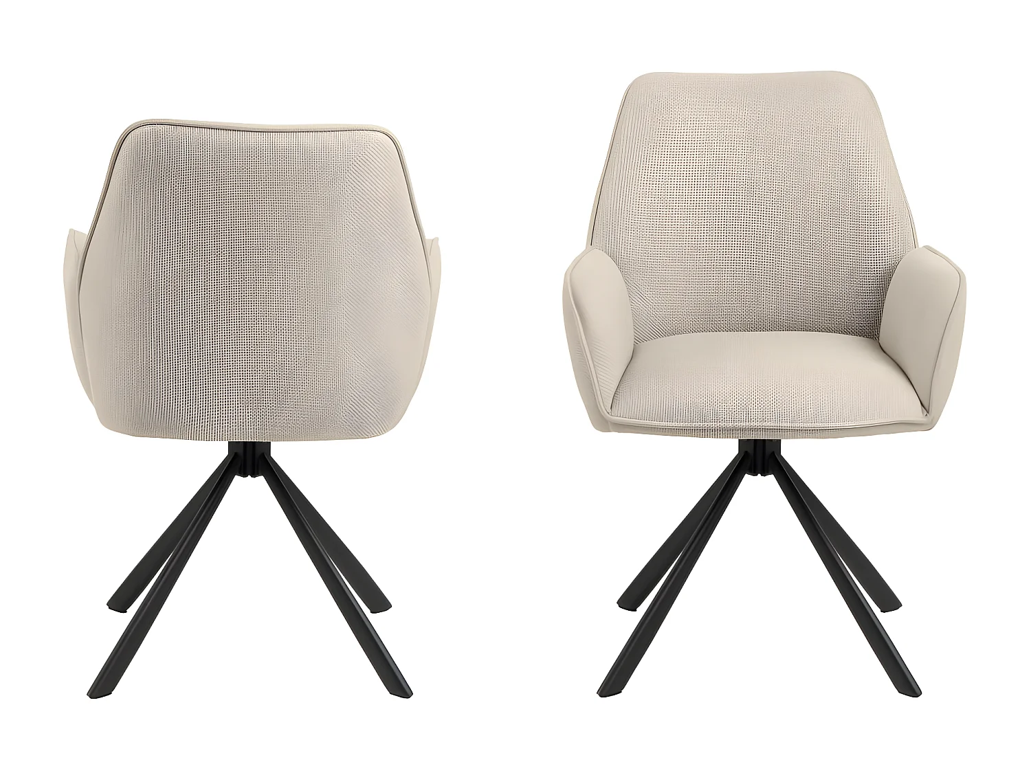 Barbacou - Lot de 2 fauteuils de table en tissu et métal - Beige