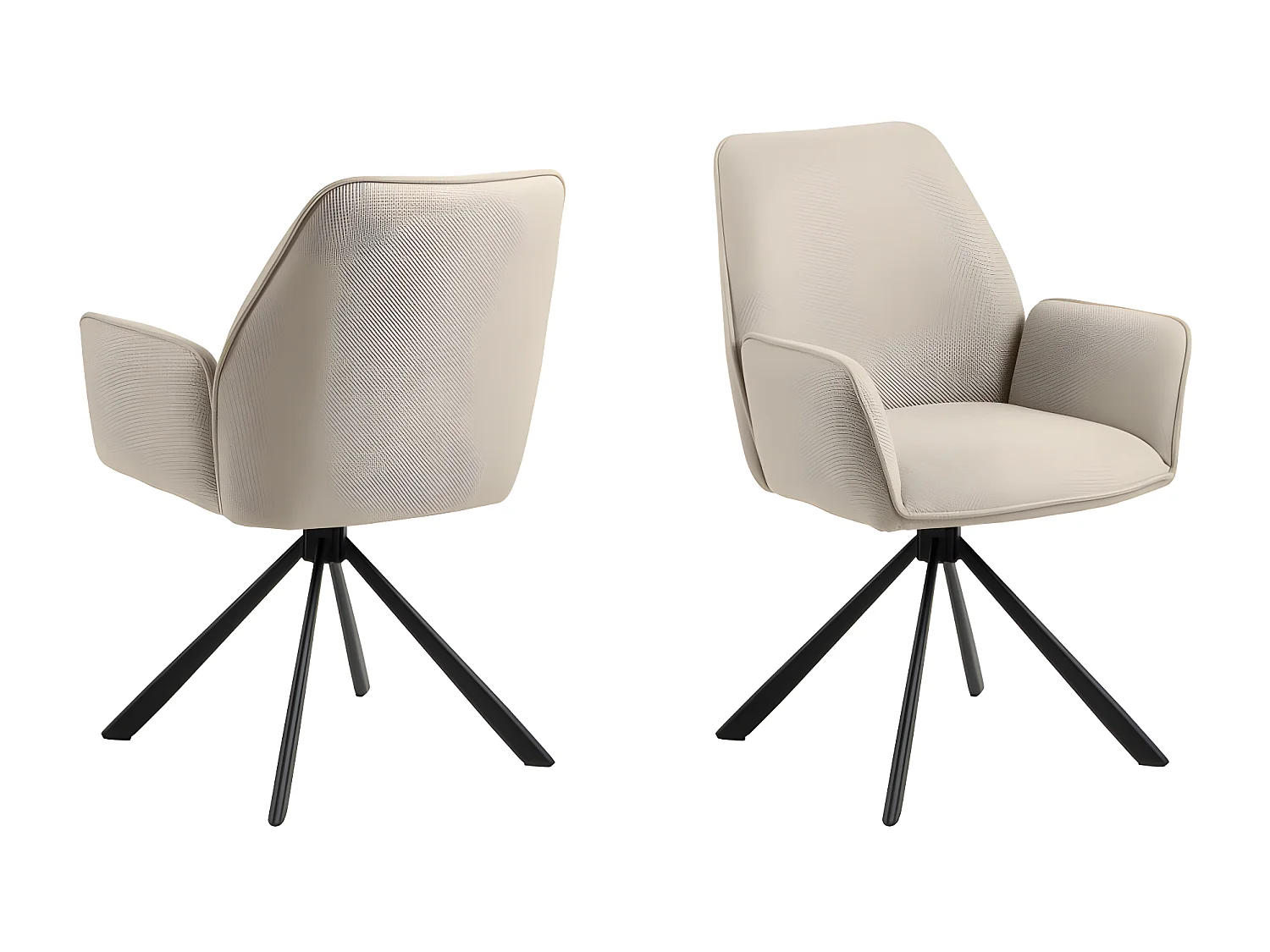 Barbacou - Lot de 2 fauteuils de table en tissu et métal - Beige