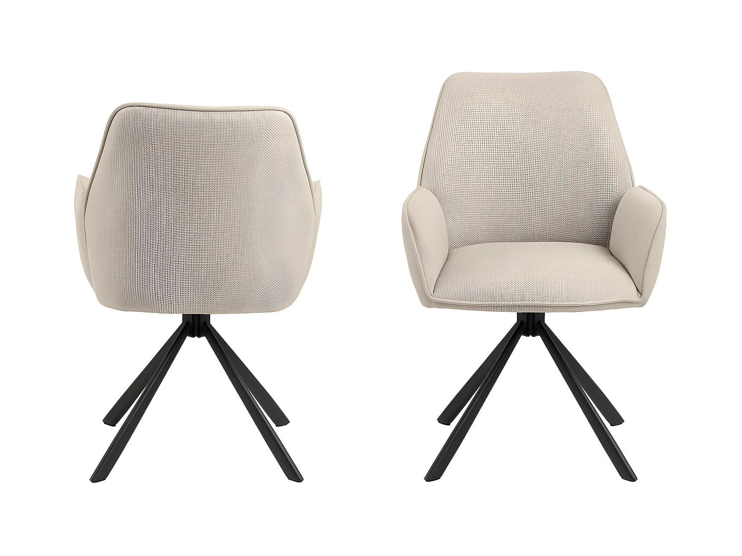Barbacou - Lot de 2 fauteuils de table en tissu et métal - Beige
