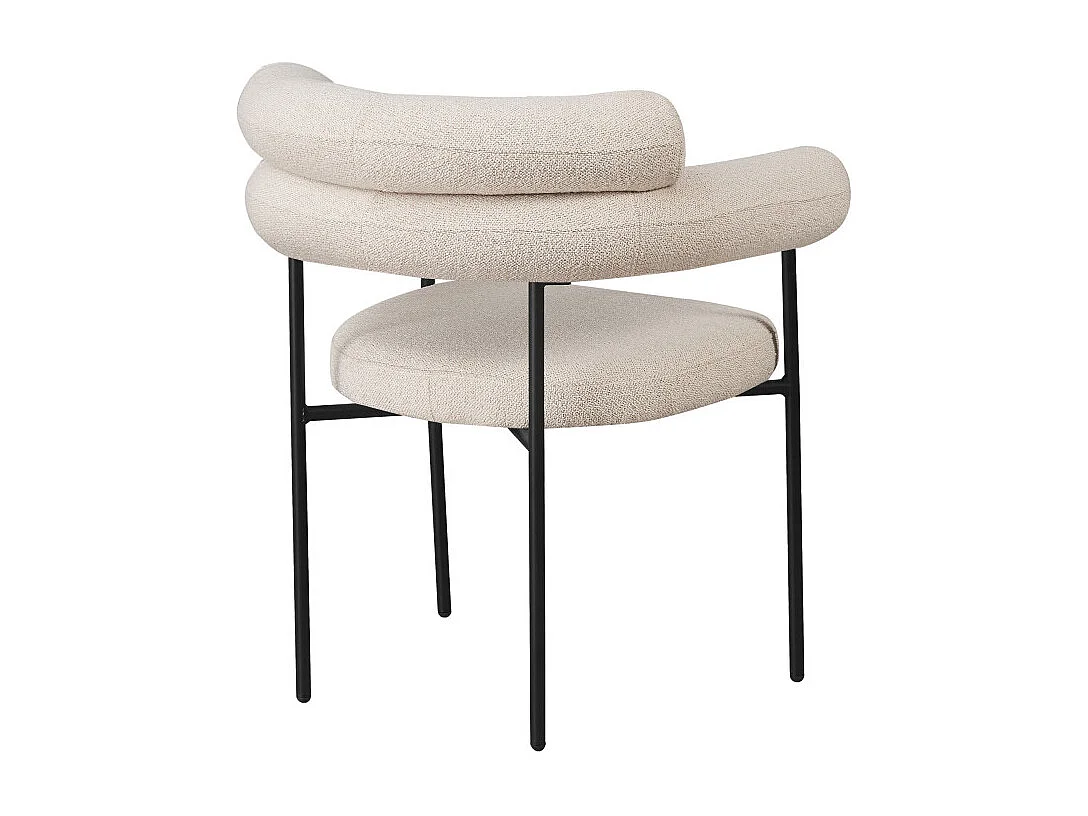 Nori - Lot de 2 fauteuils de table en tissu bouclette et métal - Écru