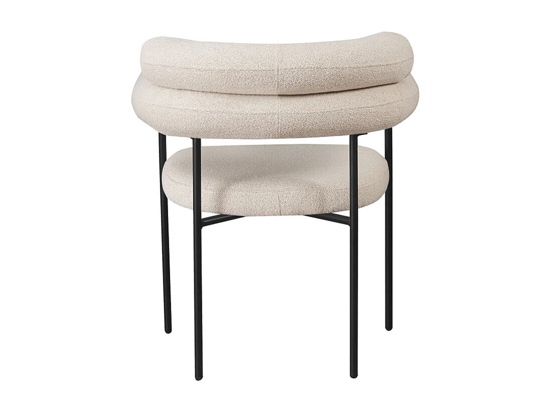 Nori - Lot de 2 fauteuils de table en tissu bouclette et métal - Écru