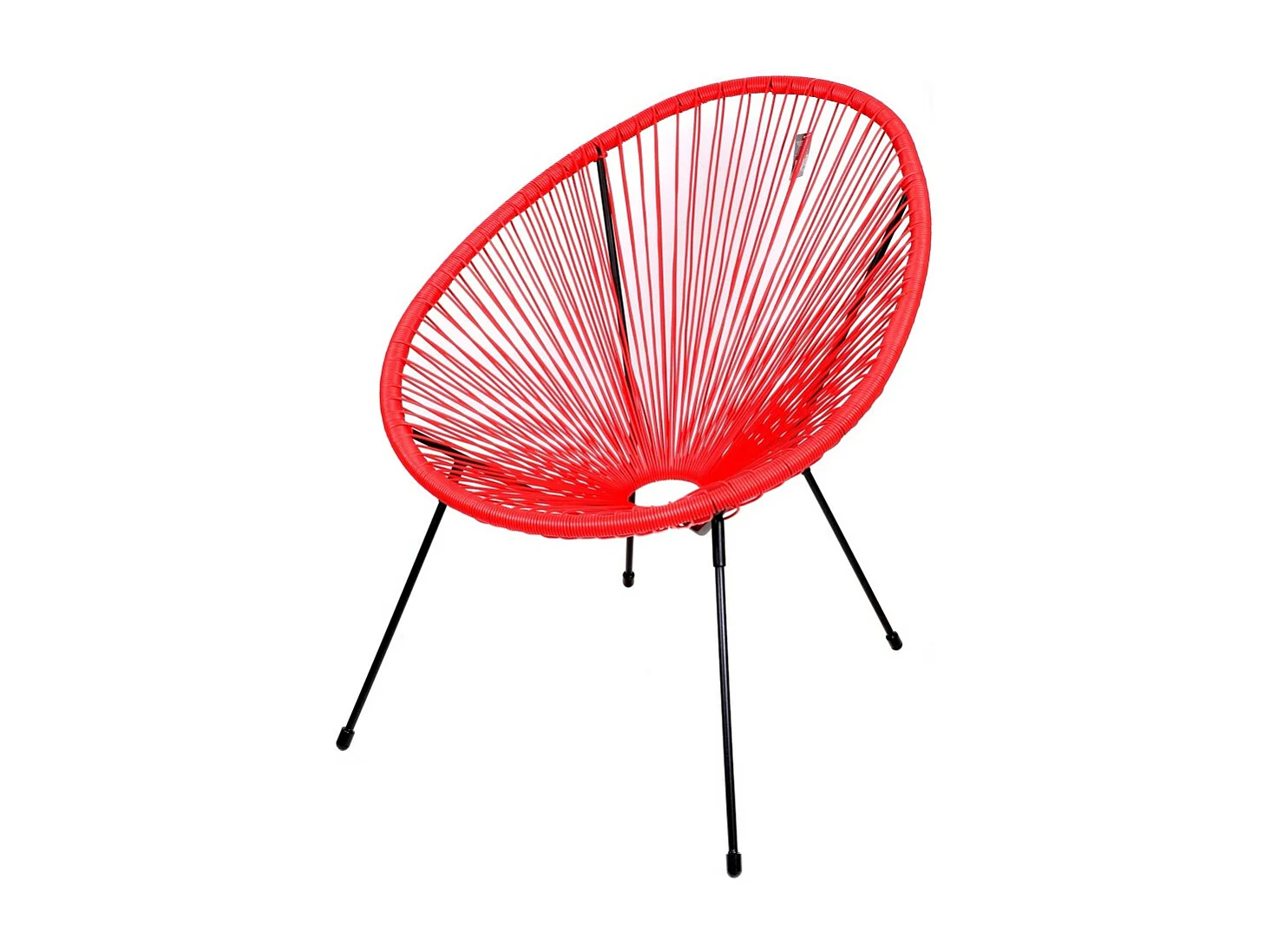 Fauteuil de jardin rond en résine coloris rouge 56x88x72 cm
