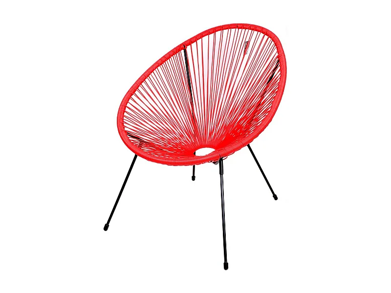 Runder Gartenstuhl aus rotem Kunstharz 56x88x72 cm