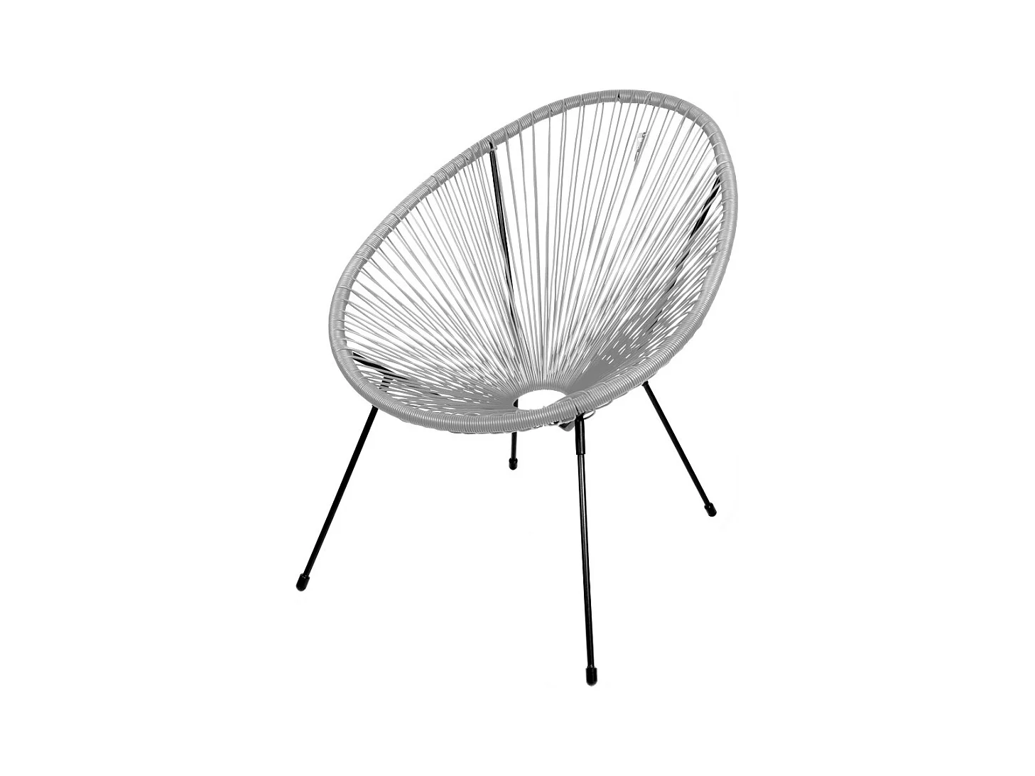 Ronde tuinstoel van grijze kunsthars 56x88x72 cm