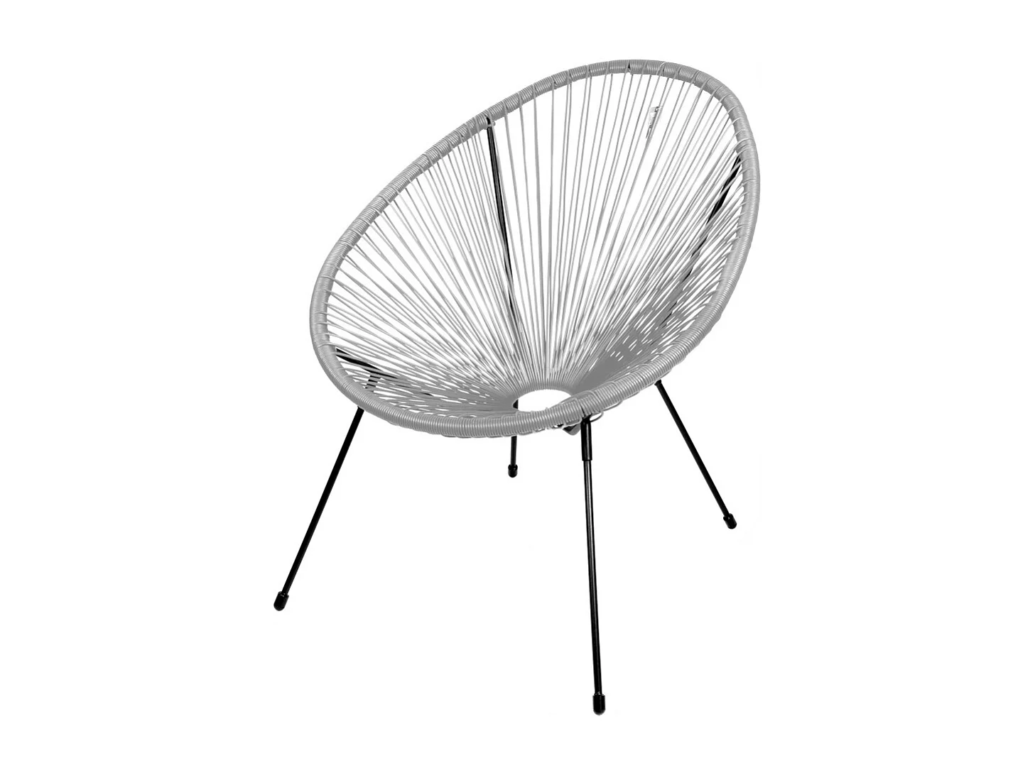 Ronde tuinstoel van grijze kunsthars 56x88x72 cm