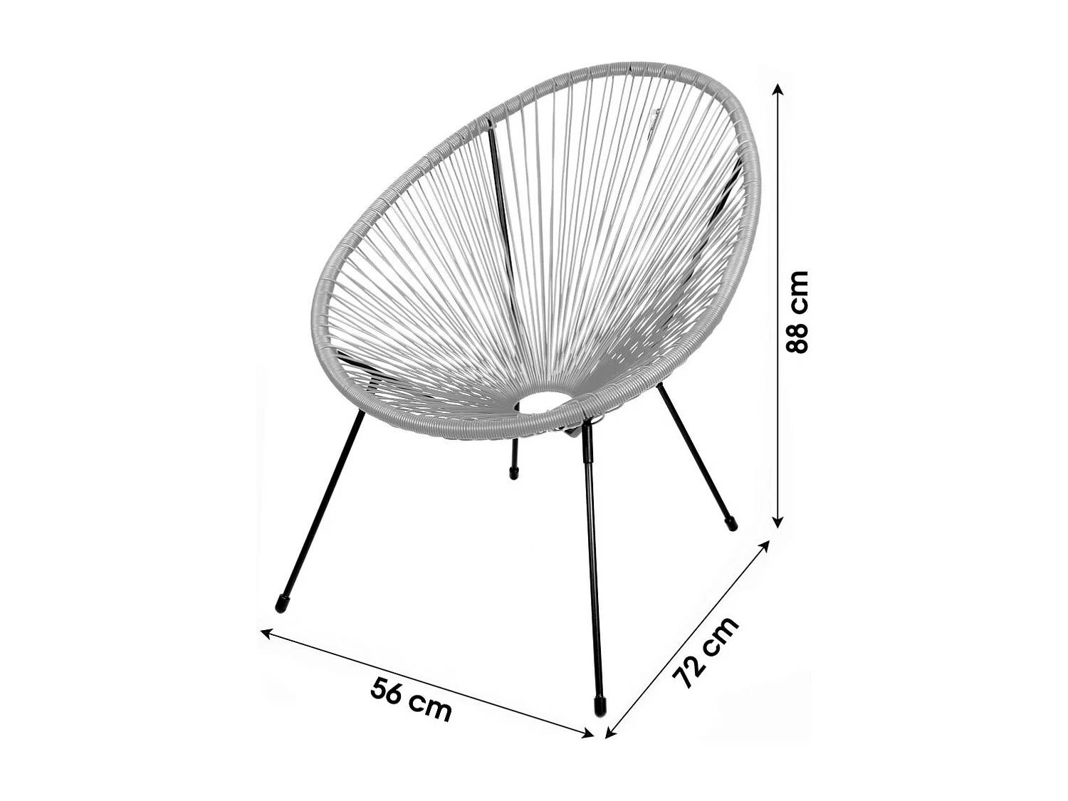 Ronde tuinstoel van grijze kunsthars 56x88x72 cm