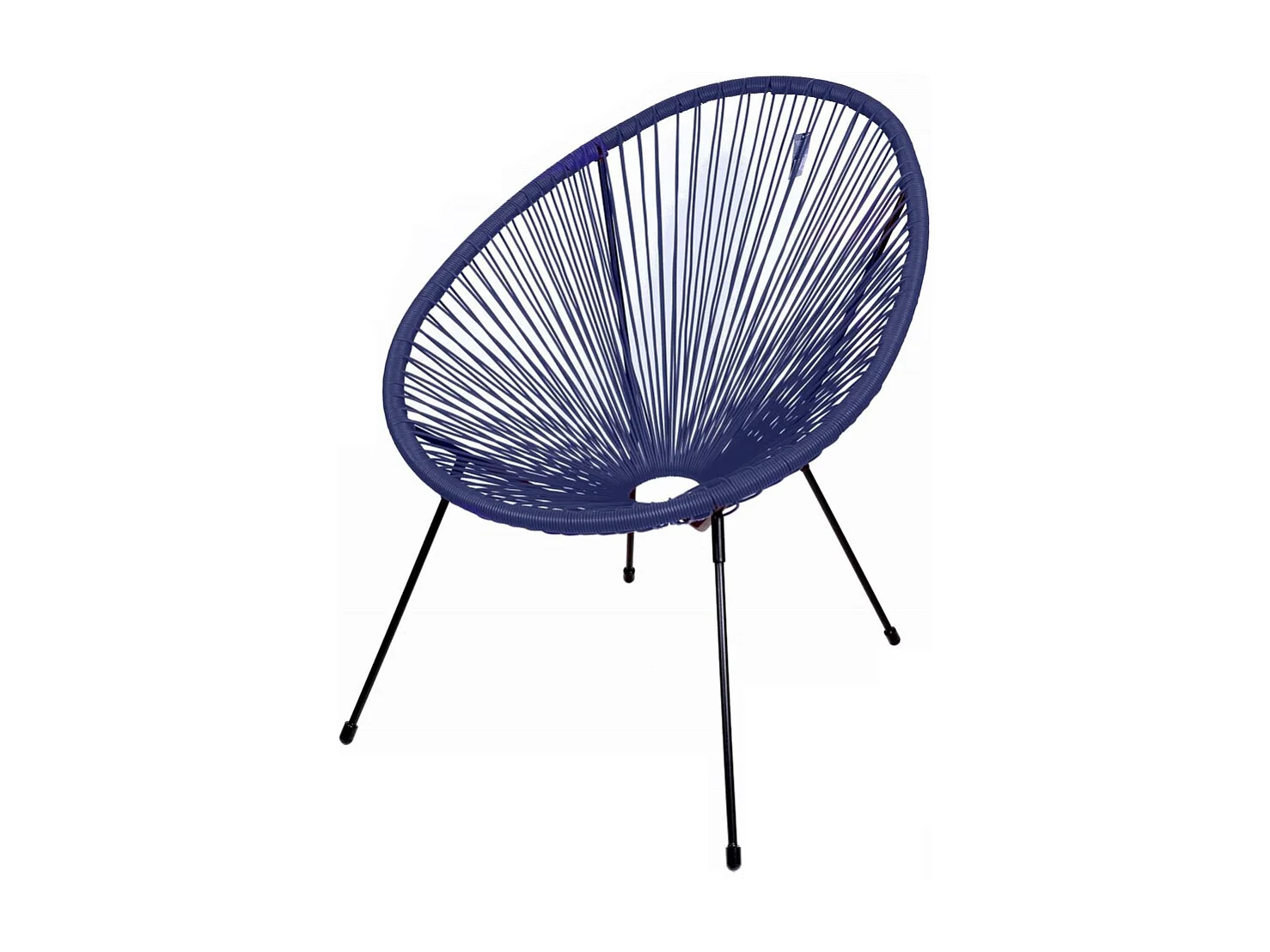 Fauteuil de jardin rond en résine coloris bleu 56x88x72 cm